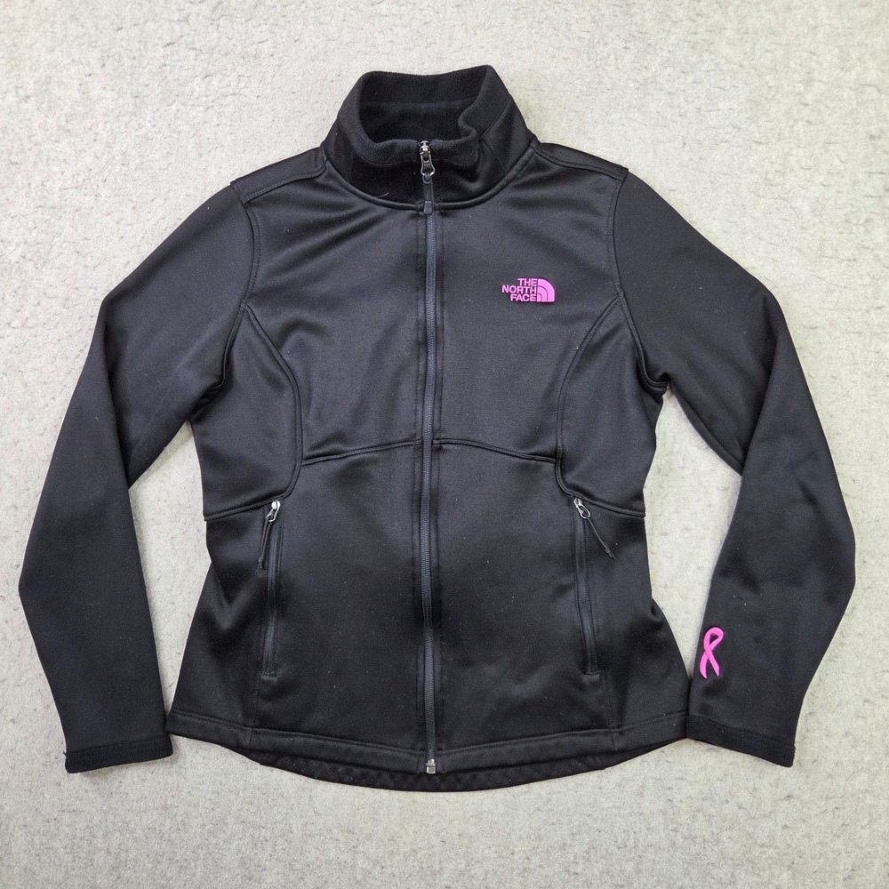 The North Face Breast Cancer Jacket Women's Medium Black Pink Full Zip Pockets